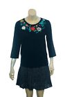 Des Petits Hauts Embroidered Top L 10 Women Casual 3 4 Sleeve Blouse New 32515