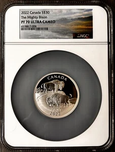 2022 Canada $30 The Mighty Bison NGC PF70 Ultra Cameo **2 OUNCE SILVER** - Picture 1 of 2