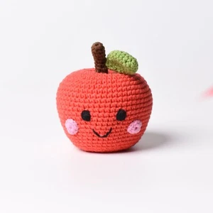 Apple Fruit Crochet, Stuff Apple Toy, Amigurumi Toy With Bell Inside, Baby Toy - Picture 1 of 2