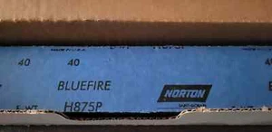 Box of 50 Norton BlueFire Body file Sheets 40 Grit   H875P  2-3/4" x 17 1/2" - Bild 1 von 4