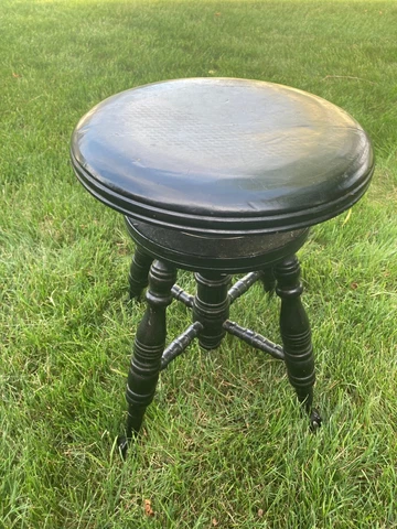 PARKER vintage 1890s brass claw & glass ball piano stool Meriden CONN Cover