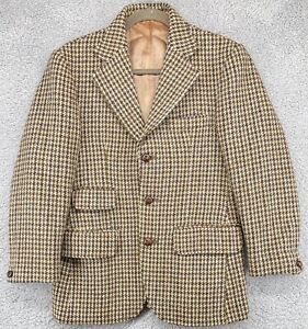 Dunn & Co. Vintage Harris Tweed Houndstooth Check Blazer Sport Coat 100% Wool