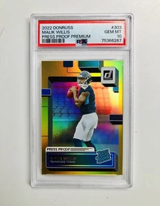 2022 Donruss MALIK WILLIS Press Proof Premium Gold RC #303 PSA 10 GEM MINT - Picture 1 of 2