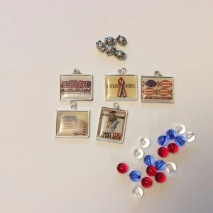 Patriotic Jesus God Bless America Charm Pieces Findings - Picture 1 of 5
