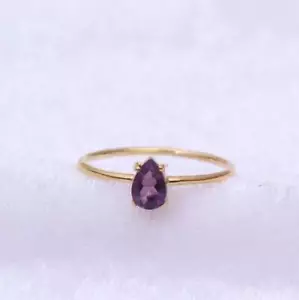 0.44 Ct Amethyst Solitaire Ring 14k Solid Rose Gold - Picture 1 of 4
