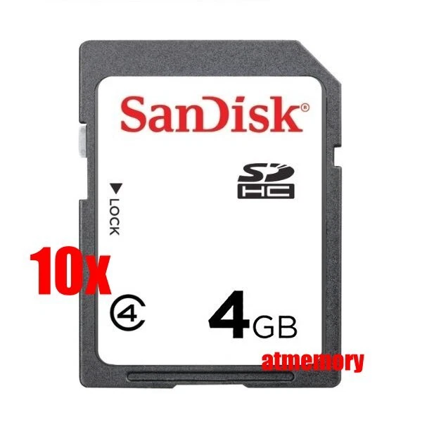 10x SanDisk 4GB SD SDHC Memory Card Class 4 Bulk Package Lot of 10pcs  - Image 1 of 1