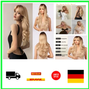 Blonde Ombre Perücke mit Pony – Lange Synthetisch - Bild 1 von 10