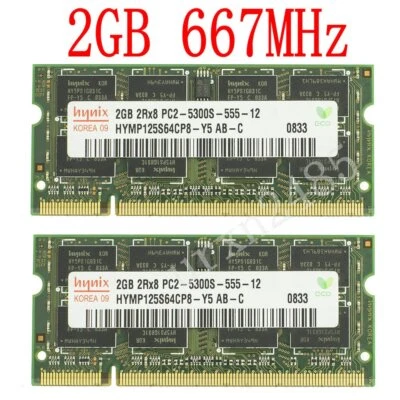 Per Hynix 4GB 2x 2GB / 1GB DDR2 667MHz PC2-5300S SODIMM Laptop Memoria RAM IT - Immagine 1 di 4