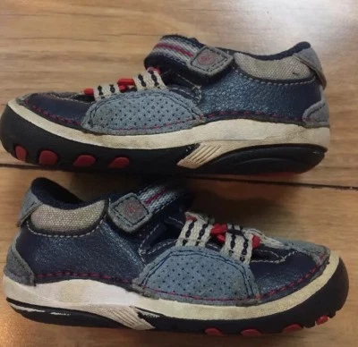 Sz 4.5M Infant STRIDE RITE Boys Blue & Red Leather Closed Toe Sandals Shoes EUC  - Image 1 of 4