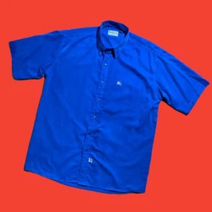 Vintage Burberrys the Shirt Collection Short Sleeve Blue M 90s Original - Picture 1 of 5