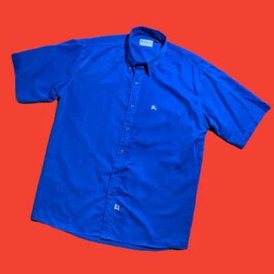 Vintage Burberrys the Shirt Collection Short Sleeve Blue M 90s Original - Image 1 of 4