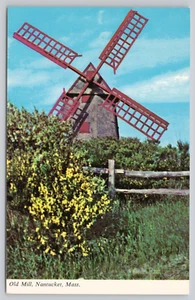 Chrome Postcard Old Mill Windmill Nantucket Massachusetts - Picture 1 of 2