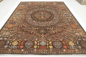 9 x 12 ft Brown Turkish Hereke Hand Knotted Wool Geometric Rug - Picture 1 of 20