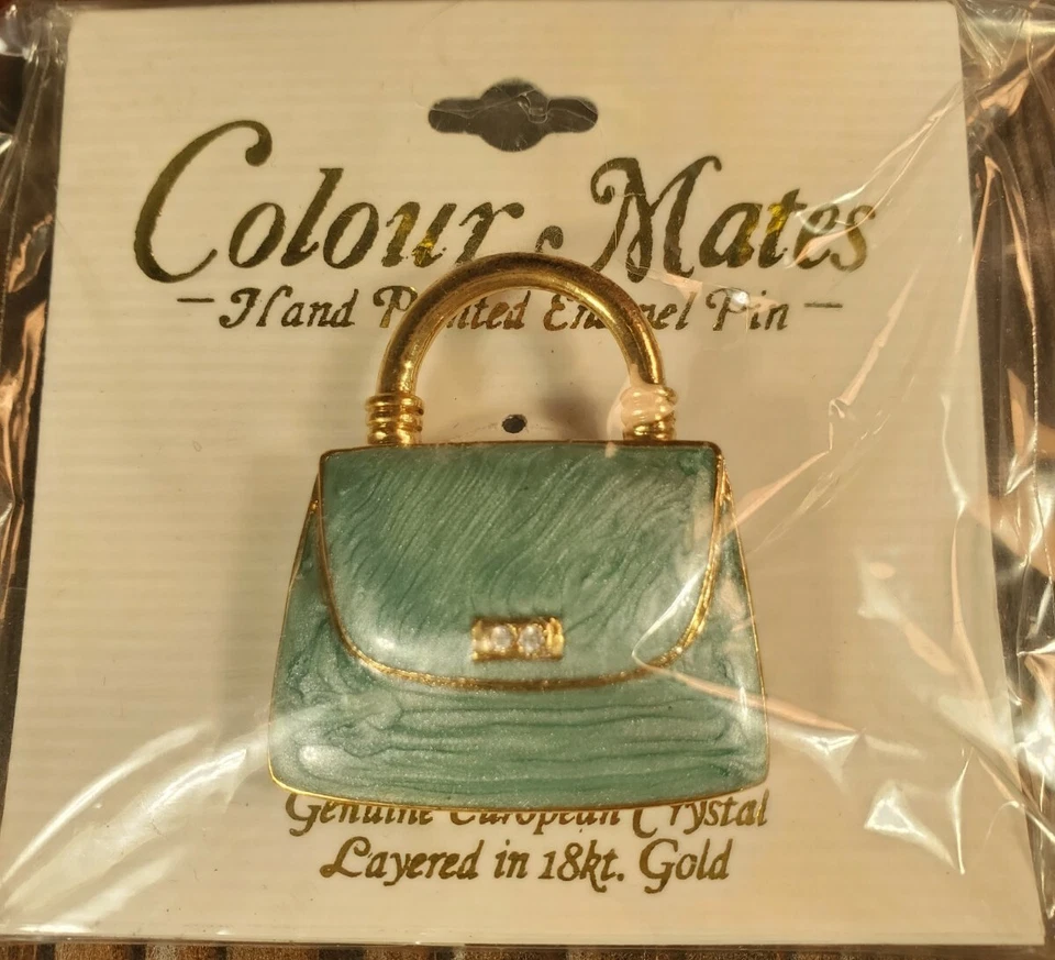 Colour Mates Enamel Crystals and Layered in 18k Gold Hat Pin Brooch 2191b