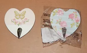 Studio 18 Heart Shaped Picture Hooks 2pks 4"x 4" Roses Butterflies Hold 5lbs 62I - Picture 1 of 4