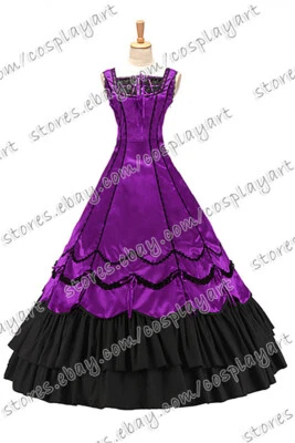 Mujeres Clásico Gótico Lolita Dolly Vestido de Baile Brocado Volantes Vestido Sin Mangas Foto 1 de 4