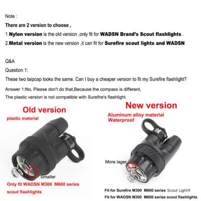 WADSN Tactical DS00 Dual Falshlight Switch Upgrade Tailcap For M300 M600 Lights Series