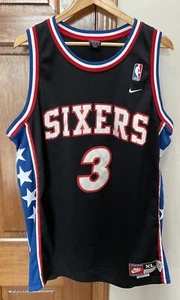 Vtg Allen Iverson Sixers NBA Nike Team Throwback 77 Jersey #3 Mens Blk XXL +2 - Picture 1 of 10