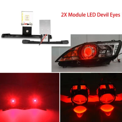 2x Ojos de Diablo Demonio Mal de Ojo LED DRL Para Proyector Lente Faro Retrofit Rojo Foto 1 de 4