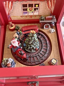 Christmas MUSIC BOX Santa on moving Train plays “We Wish you a Merry Christmas “ - Picture 1 of 6