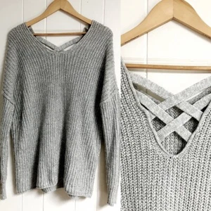 MOSSIMO SUPPLY CO. Womens Pullover V-Neck Sweater LARGE Criss-Cross Back Chunky - Picture 1 of 6