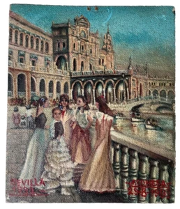 Beautiful Young Women on the Spanish Square in SEVILLE Oil Painting Signed - Picture 1 of 16