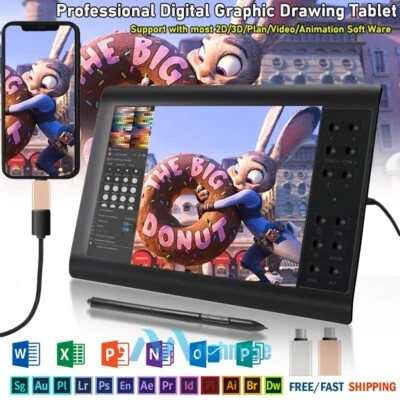 HD Bildschirm 10x6" Digitale Grafik Zeichnung Signatur Tablet PC Künstlertafel mit Stift - Bild 1 von 4
