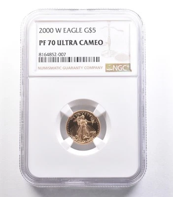 2000-W $5 American Gold Eagle 1/10 Oz Gold PF70 UCAM NGC - Image 1 of 2