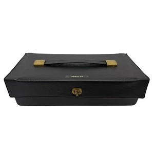 Vintage Luxury 12-Slot Cassette Tape Storage Case Black Red Vinyl Holder 80s - Imagen 1 de 8