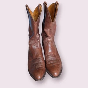 Vintage Tony Lama Cowboystiefel 10D UK8 braun Ledereinlage Zehennähte 6153 - Bild 1 von 17