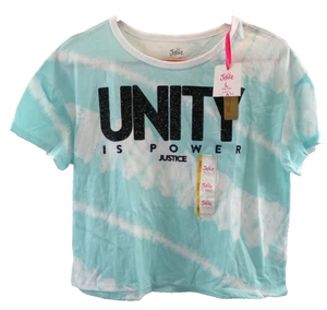 NEW Justice Girls Graphic EDF Boxy Blue Tie Dye Short Sleeve Tee Size L (12/14) - Picture 1 of 9