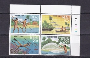 SA11b Palau 1984 Int Stamp Exhibition "AUSIPEX '84" - Fishing mint block - Picture 1 of 1