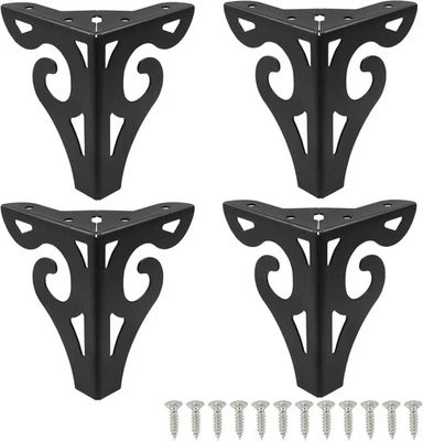 Juego de 4 patas de gabinete de sofá de metal artístico negro de 5 pulgadas huecas para muebles Foto 1 de 4