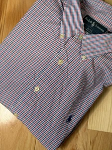 Ralph Lauren Blake Gingham Karo S/S Button Down Hemd Herren XL Blau Rot Baumwolle - Bild 1 von 5
