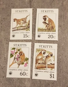 ST.KITTS -ESPECIES EN PELIGRO DE EXTINCIÓN-MONKYS-WWF-SET-4VAL- MNH - Imagen 1 de 1