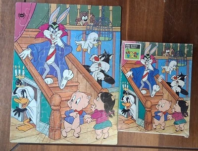 Vintage 1990 Rainbow Works Looney Tunes Haunted House 63 Piece Jigsaw Puzzle - Image 1 of 4