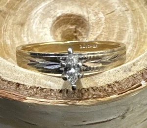 Vintage AMG 10K massiver Gelbgold 1,72 g Ringgröße 6 Verlobung 1/8 kt Diamant - Bild 1 von 7