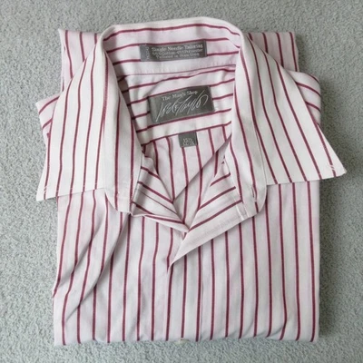 Camisa de vestir Lord & Taylor 15 1/2-34/35 a rayas borgoña aguja única Foto 1 de 4