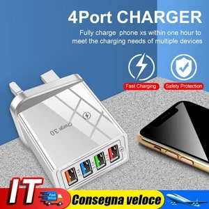 4 Ports Portable USB Charging Mobile Phone Chargers Wall Adapter (White) - Photo 1/7