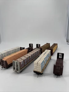 Lot of 9 Southern SOU Pulpwood / Bulkhead Flat Cars Some W/ Loads Ho Scale - Picture 1 of 11