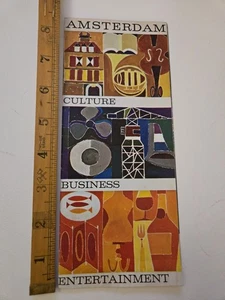 Vintage 1950s Amsterdam Travel Guide Culture Business Entertainment Fold-Out Map - Picture 1 of 9