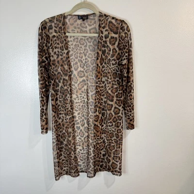 Cárdigan Suéter XL Vintage Años 90 Y2K Malla Leopardo Transparente Rave Festival Gótico Foto 1 de 4