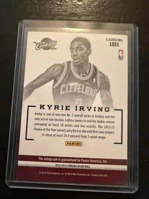 2012-13 Panini Threads - Rookies Kyrie Irving #151 (AU, RC) - Image 1 of 2