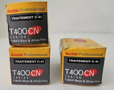 3 rolls of Kodak C-41 T400 CN 36 & 24 exp. black & white 35mm film Expired 2000 - Image 1 of 4