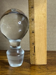 MCM Clear Solid Round Glass Decanter Stopper Heavy Vintage - Picture 1 of 7