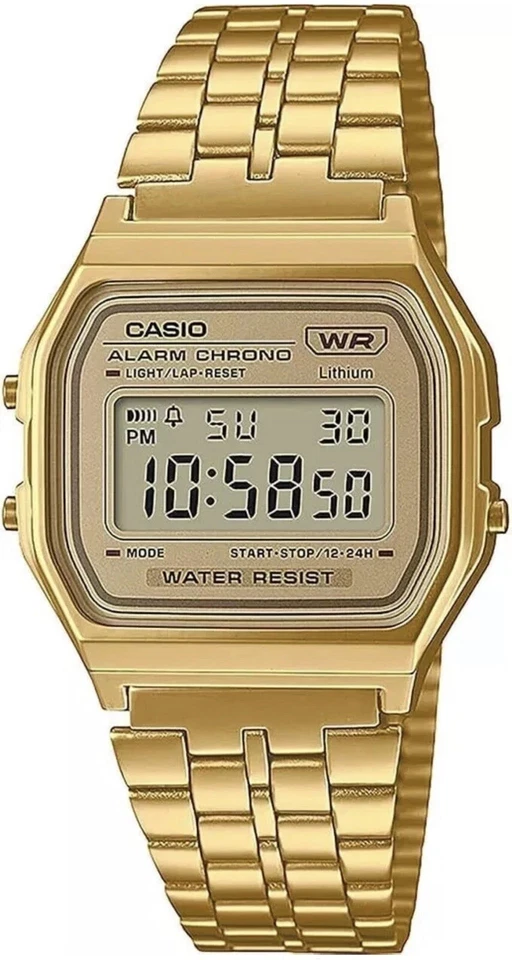 Nuevo Reloj Casio A159W Digital Clásico Retro Acero Inoxidable Dorado VENDEDOR DEL REINO UNIDO Foto 1 de 1