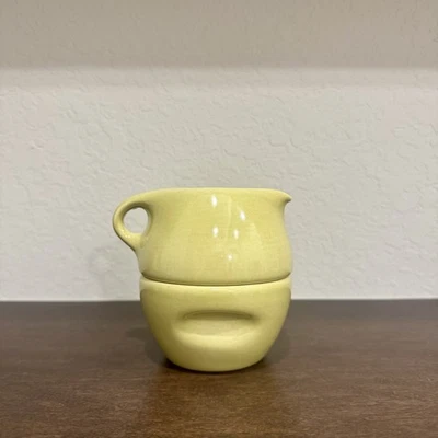 Russel Wright Iroquois Casual Aguacate Amarillo Crema Azúcar Cuenco Set Apilable Foto 1 de 4