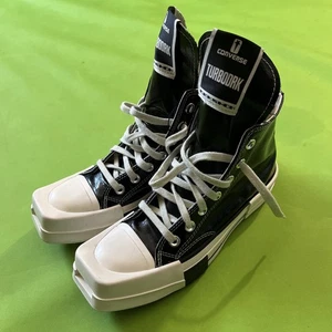 Men’s 5 Women’s 7 Rick Owens TURBODRK Chuck Converse Black Patent Unisex - Picture 1 of 7
