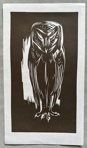 Walter Ebke, Linolschnitt, Motiv: Eule, unsigniert - Bild 1 von 1