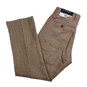 NWT Lauren Ralph Lauren Black Label Men’s 31x30 100% Linen Slim Dress Pants Tan - Picture 1 of 10